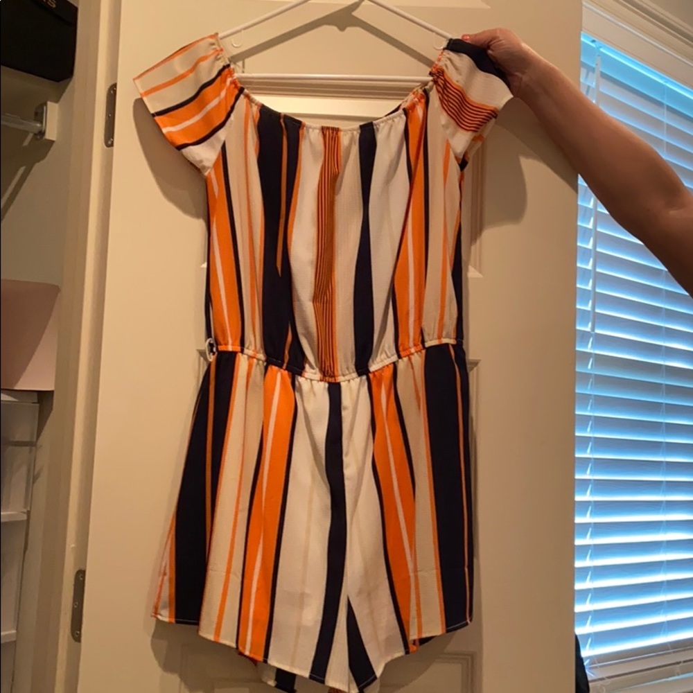 Orange and blue romper